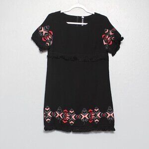 Lord and Taylor Design Lab black embroidered boho mumu dress